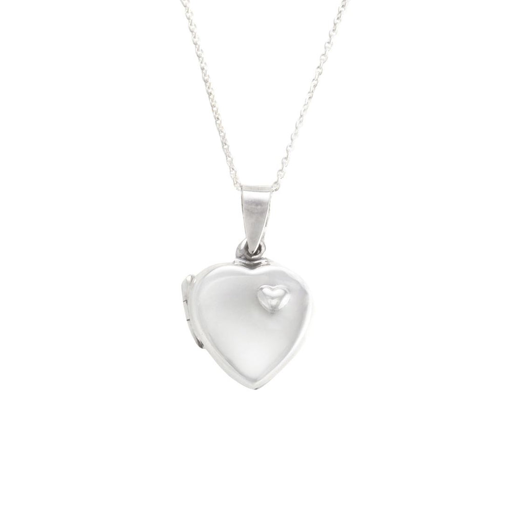 
                  
                    Sterling Silver Heart Locket Pendant Chain Necklace Classic Design
                  
                
