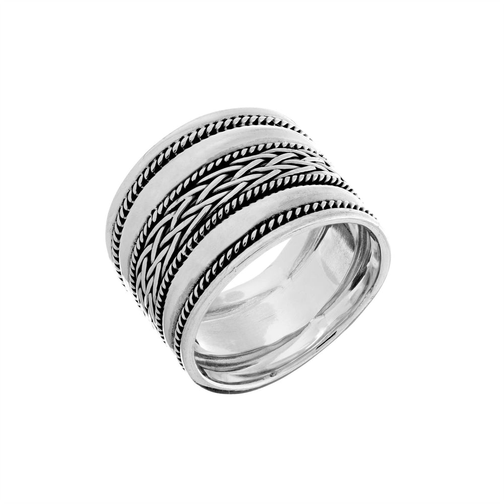Sterling Silver Bali Style Thumb Ring Wide Chunky Barrel Design