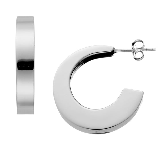 925 sterling silver extra chunky hoop earrings — tapered flat-edge hoops