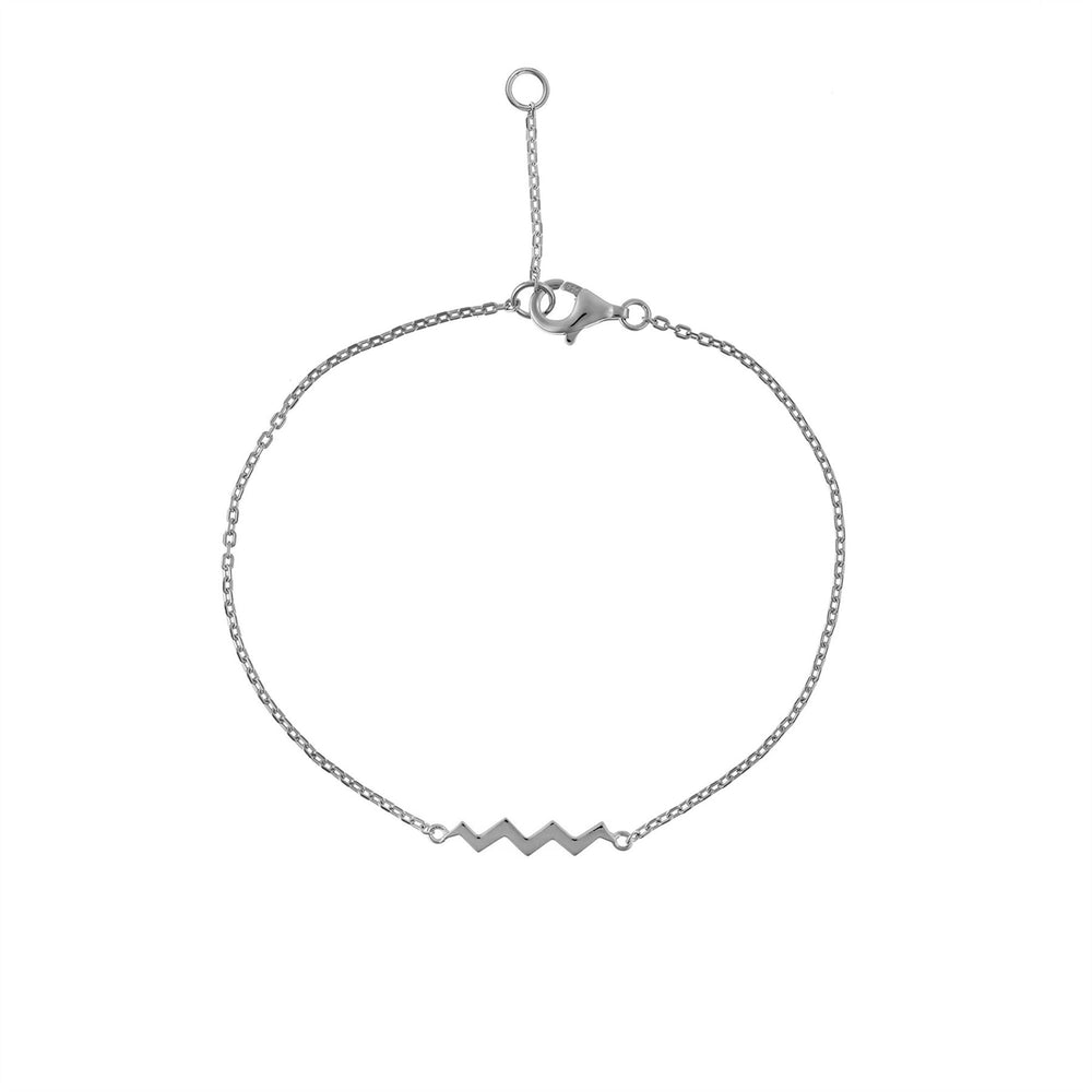 Sterling Silver Thin Zig Zag Chain Bracelet Minimalist Design