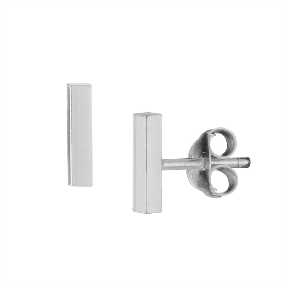 Sterling Silver 7 mm Simple Short Bar Stud Earrings Geometric Studs