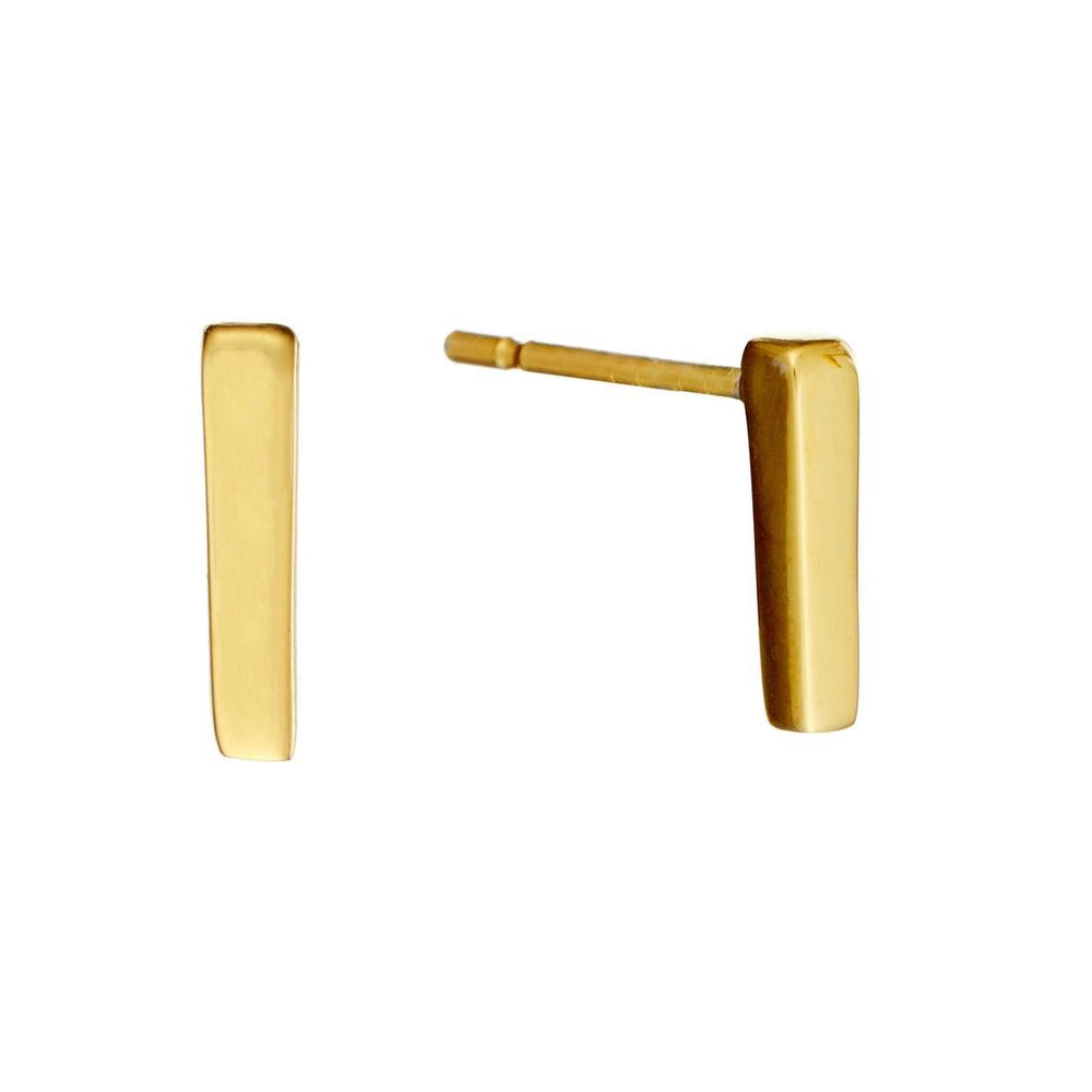 Gold Plated Sterling Plain Small Bar Stud Earrings Minimalist Studs