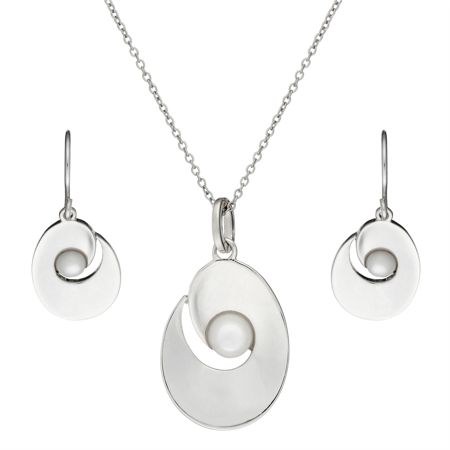 Sterling Mother Pearl Flat Oval Oyster Jewellery Set