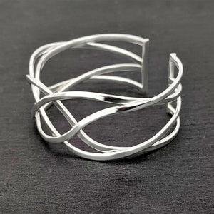 
                  
                    Sterling Silver Wide Celtic Knot Bangle Braided Cuff Cross Bracelet
                  
                