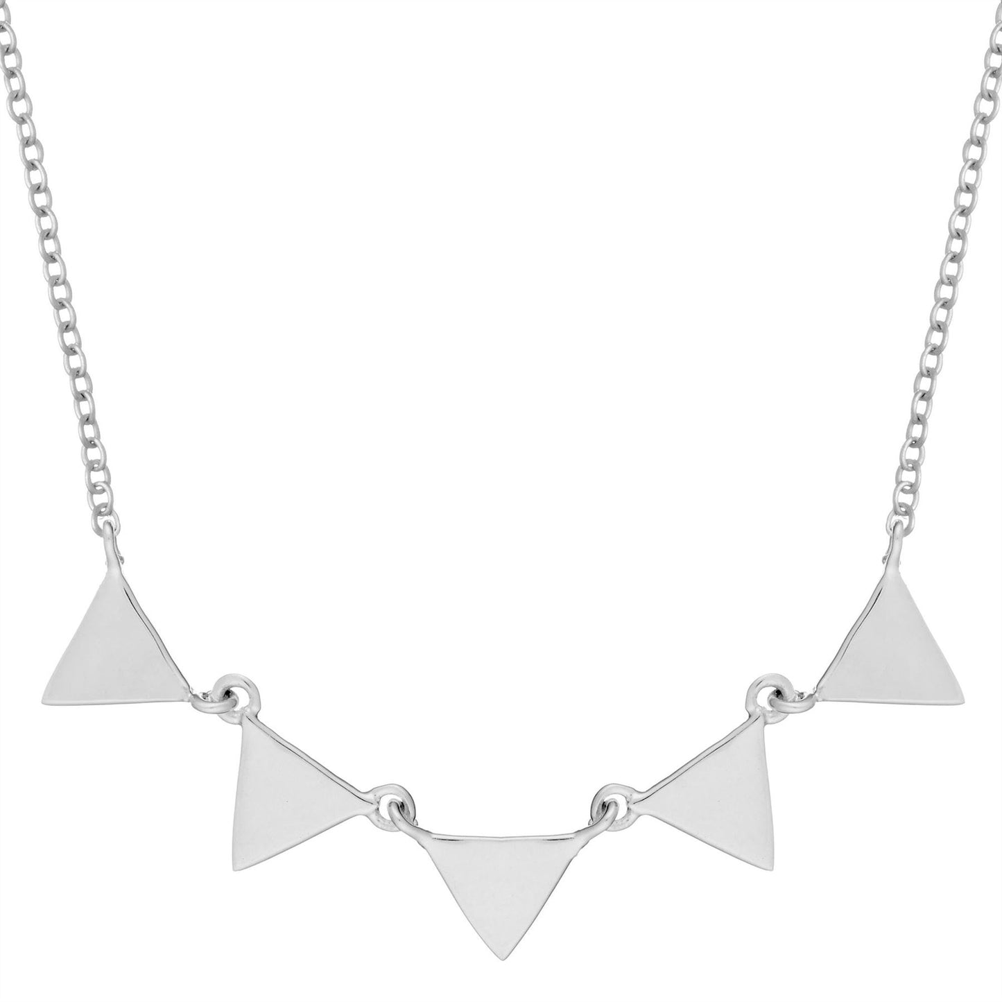 Sterling Silver Geometric Triangle Collar Necklace - Silverly
