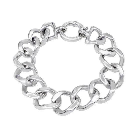 Sterling Silver Electroform Lightweight Chunky Cuban Chain Bracelet