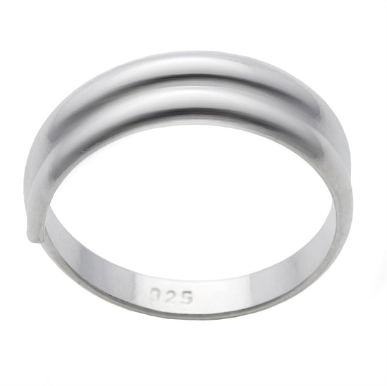 Sterling Silver Overlapping Plain Adjustable Toe Ring - Silverly