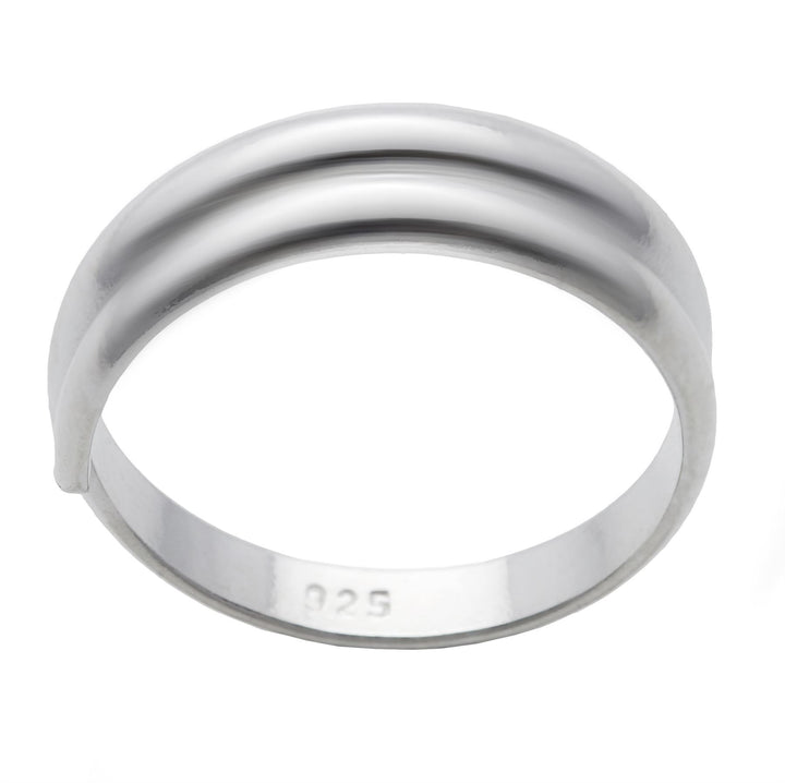 Sterling Silver Overlapping Plain Adjustable Toe Ring - Silverly