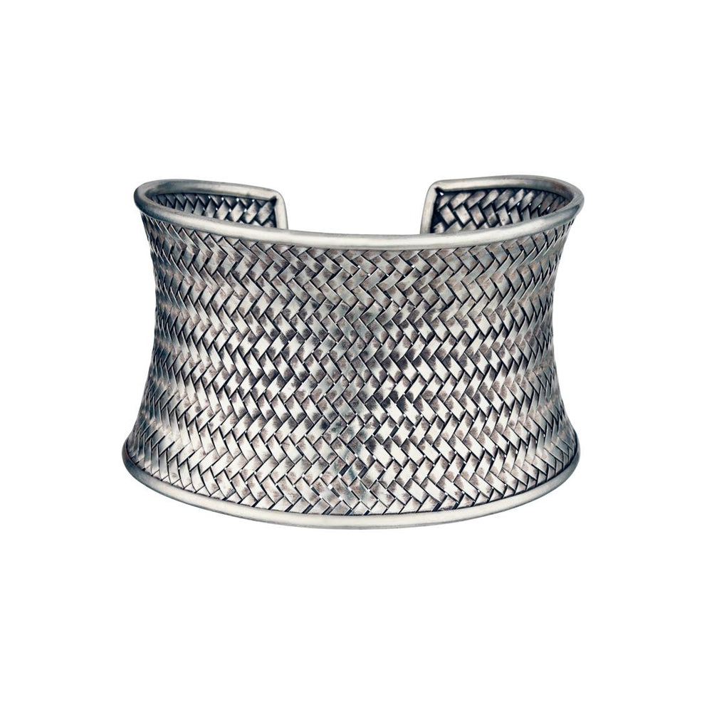
                  
                    Karen Hill Tribe Silver Extra Wide Concave Woven Cuff Bangle
                  
                