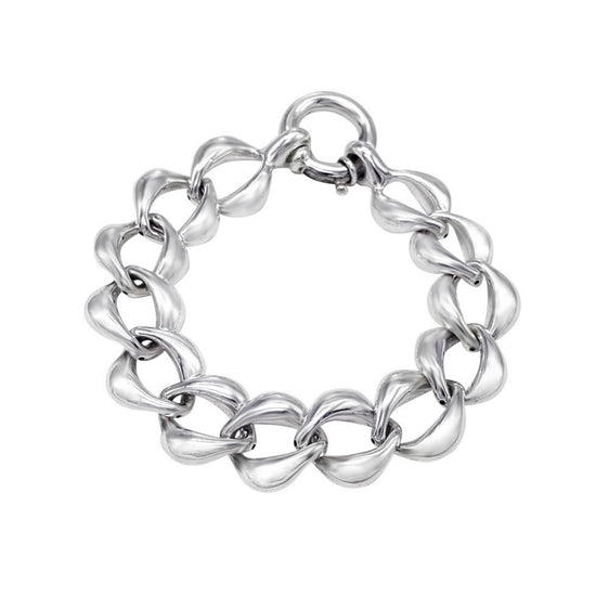 Sterling Silver Electroform Light Chunky Thick Curb Chain Bracelet