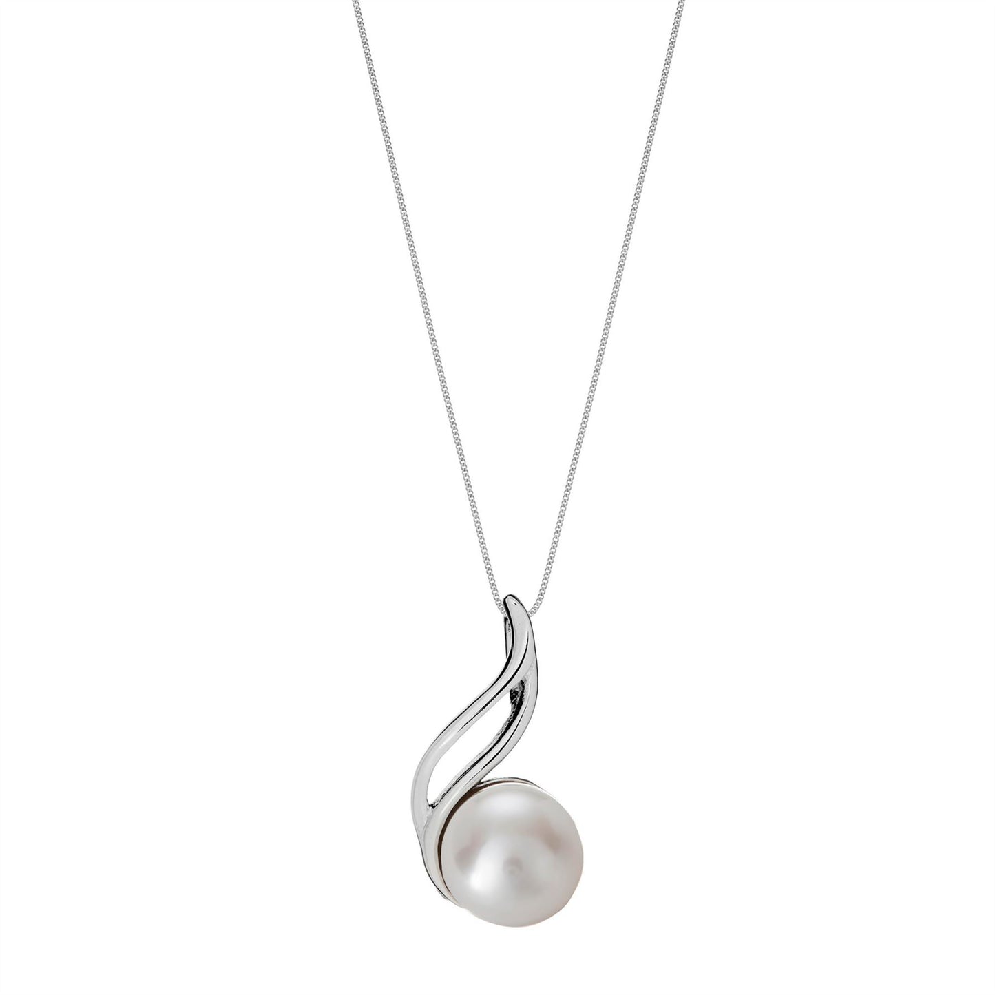 Sterling Silver Teardrop Cream Freshwater Pearl Pendant Chain Necklace