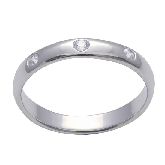 Sterling Silver 3 Cubic Zirconia Flush - Silverly