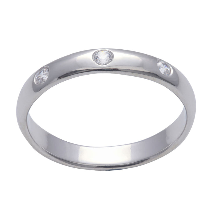 Sterling Silver 3 Cubic Zirconia Flush - Silverly
