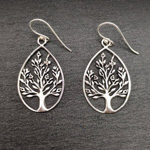 
                  
                    Sterling Silver Detailed Filigree Tree Teardrop Dangle Earrings
                  
                