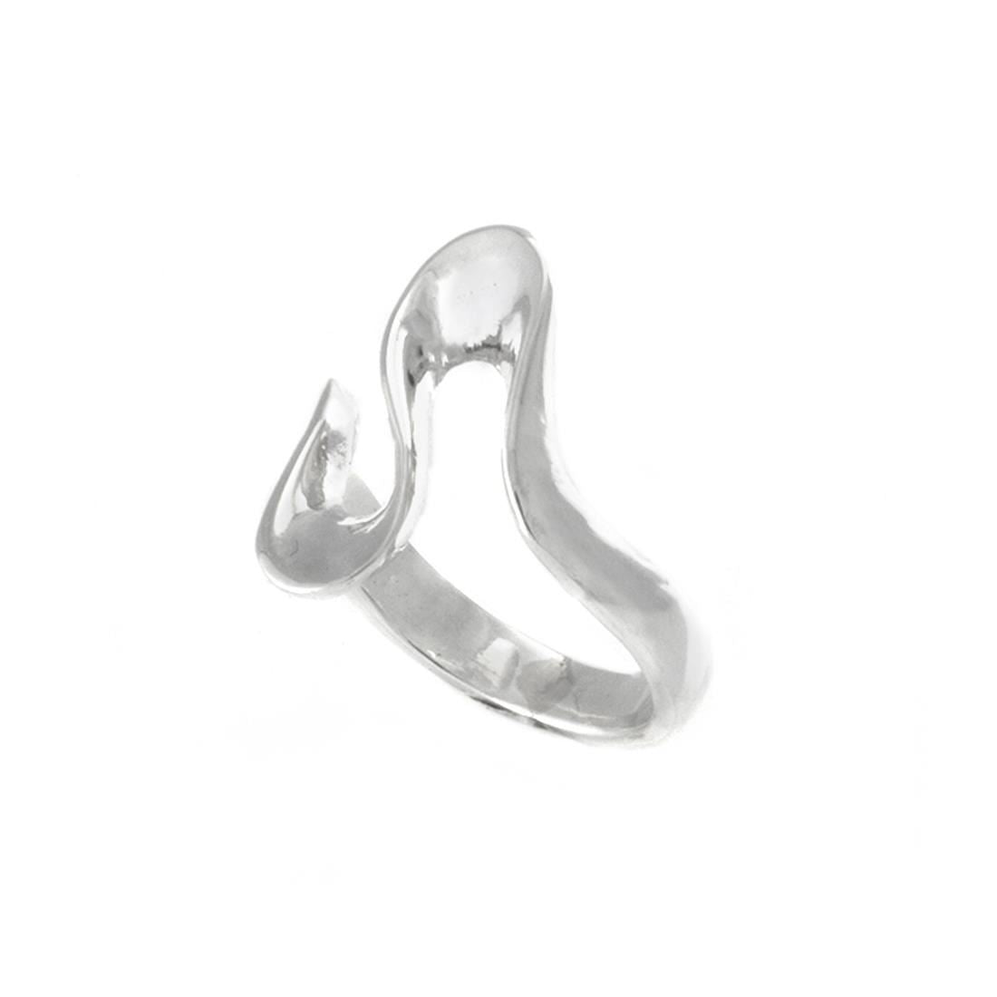 Sterling Wavy Ring – Abstract Wave Design