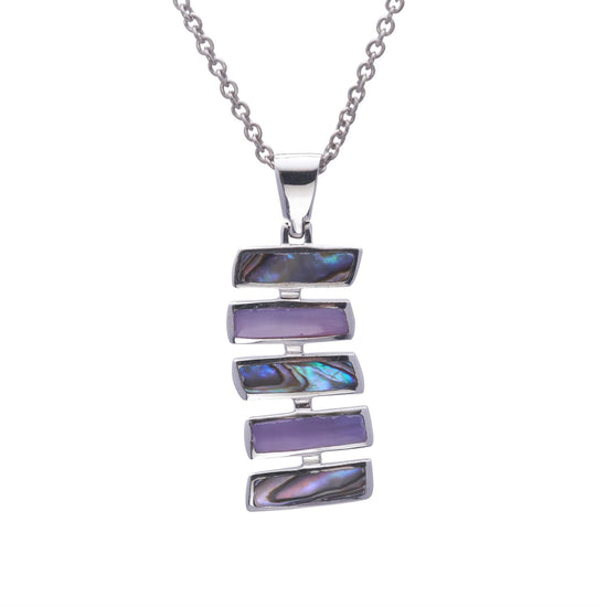 Sterling Silver Abalone Statement Drop Pendant Necklace Unique Design