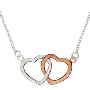 
                  
                    Rose Gold Plated Sterling Silver Interlocking Double Heart Necklace
                  
                