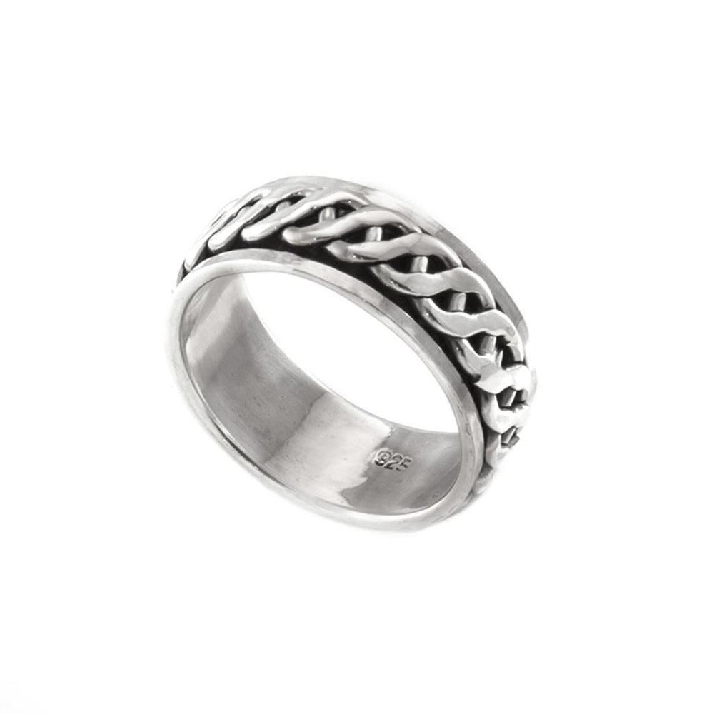 Sterling Silver Chunky Celtic Knot Braided Spinner Ring Fidget Design