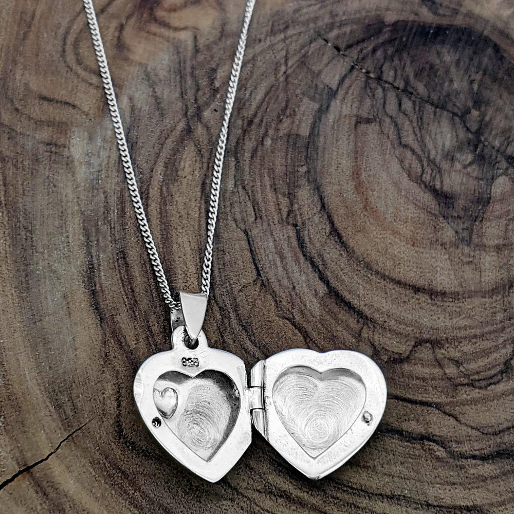 
                  
                    Sterling Silver Heart Locket Pendant Chain Necklace Classic Design
                  
                