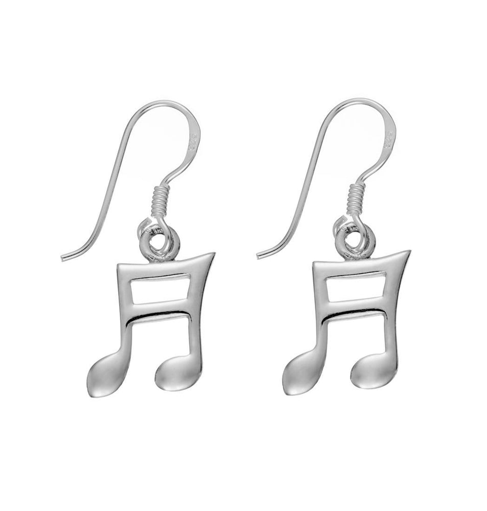Sterling Silver Double Quaver Music Musical Note Dangle Earrings