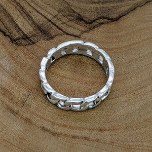 
                  
                    Sterling Silver Classic Cuban Chain Link Ring Stackable Wedding Band
                  
                