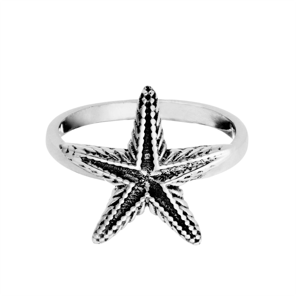 Sterling Silver Textured Starfish Ring Ocean Mermaid Jewellery
