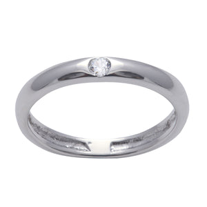 
                  
                    Sterling Silver Cubic Zirconia Solitaire Flush Band Ring - Silverly
                  
                