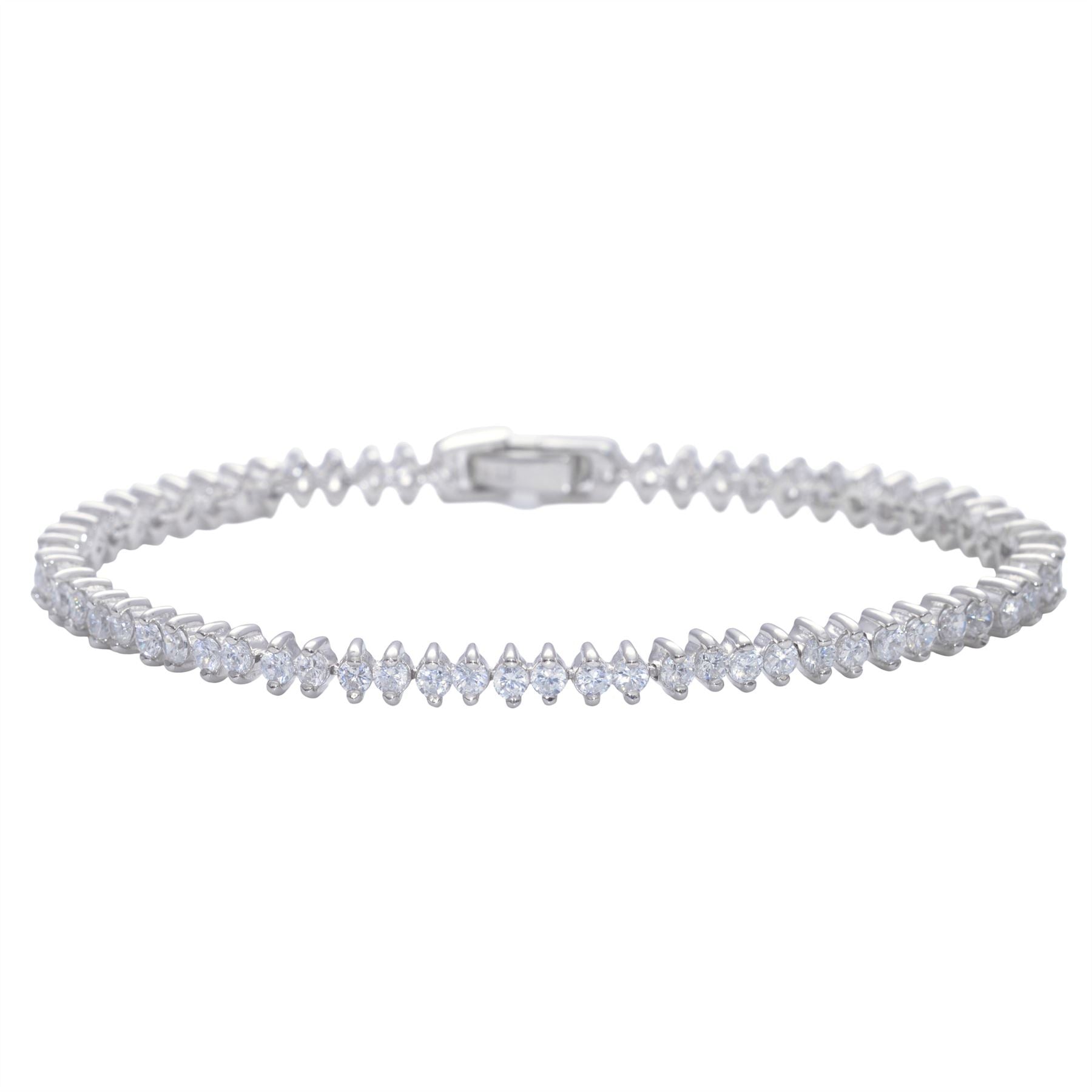 Sterling Marquise Cubic Zirconia Tennis Bracelet Box Clasp