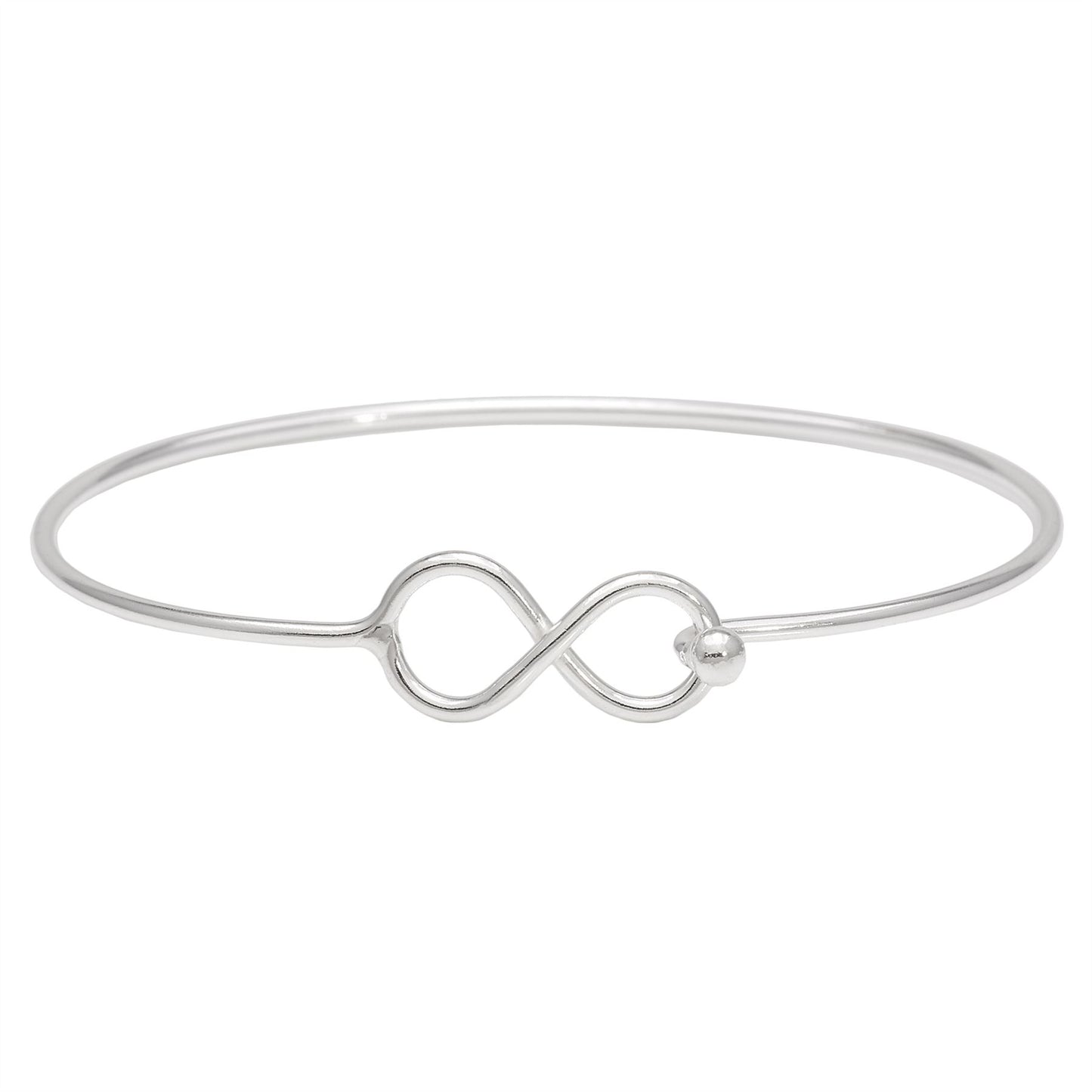 Sterling Silver Infinity Symbol "8" Bangle Bracelet - Silverly