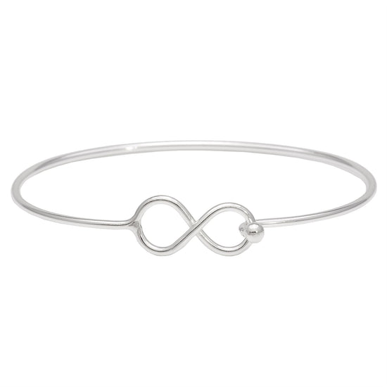 Sterling Silver Infinity Symbol "8" Bangle Bracelet - Silverly