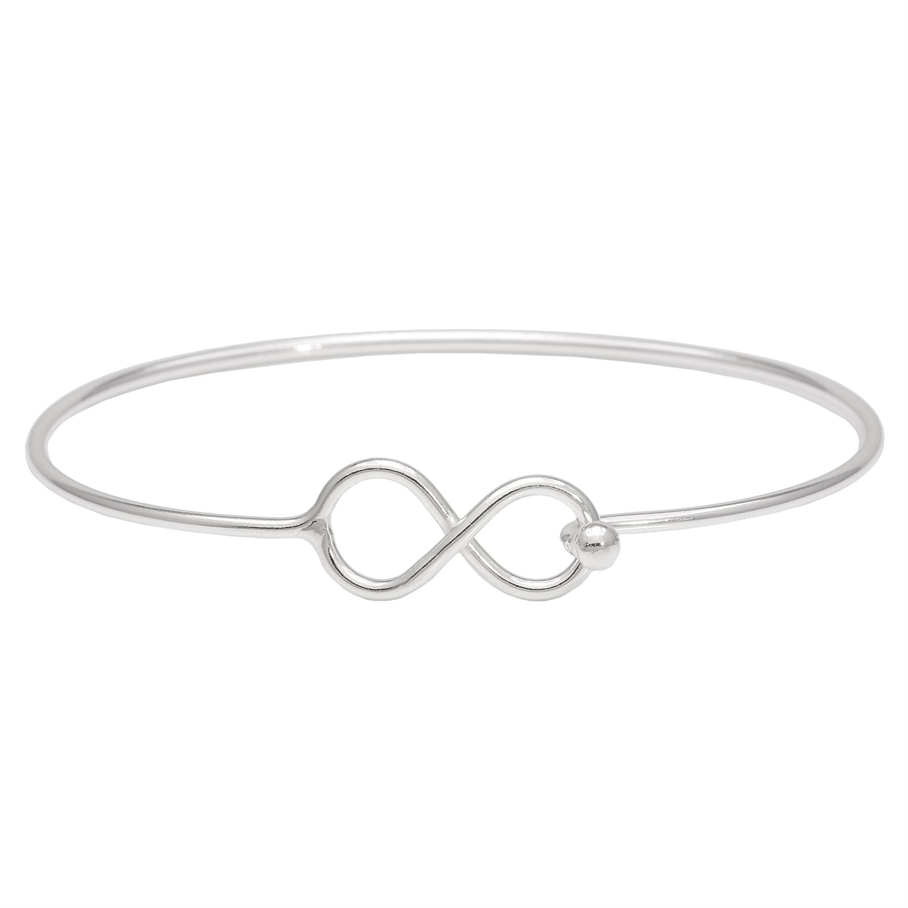 Sterling Thin Wire Infinity Symbol Bangle Hook Clasp