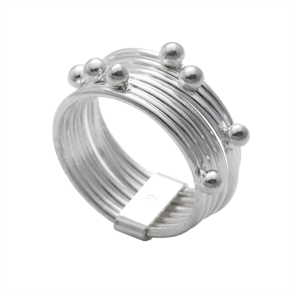 Sterling Silver Stackable 7 Joined Layers Ball Ring - Silverly