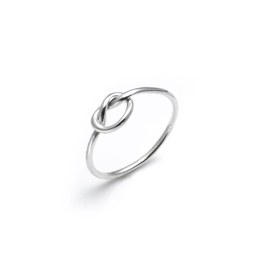 Sterling Silver Simply Love Knot Thin Tube Wire Stackable Ring