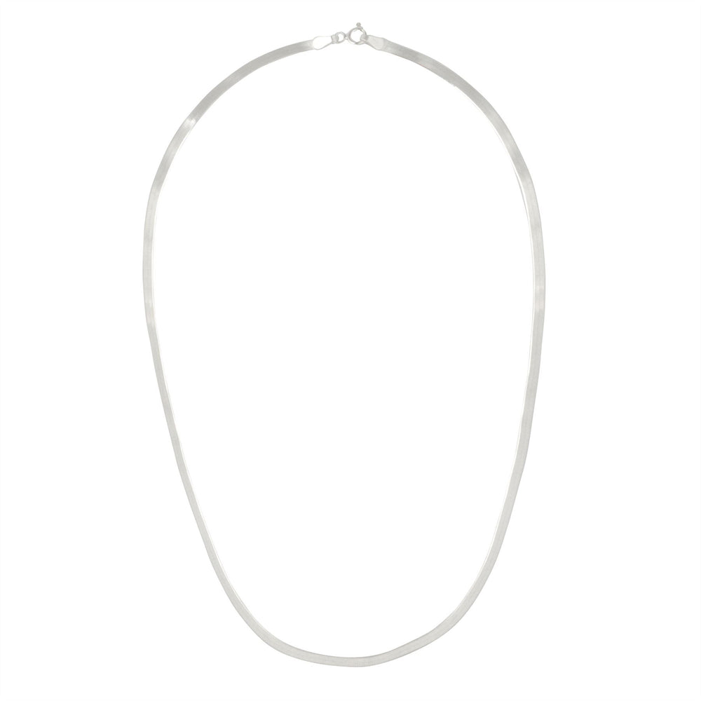 Sterling Silver Classic Thin Plain Flat Herringbone Chain Necklace