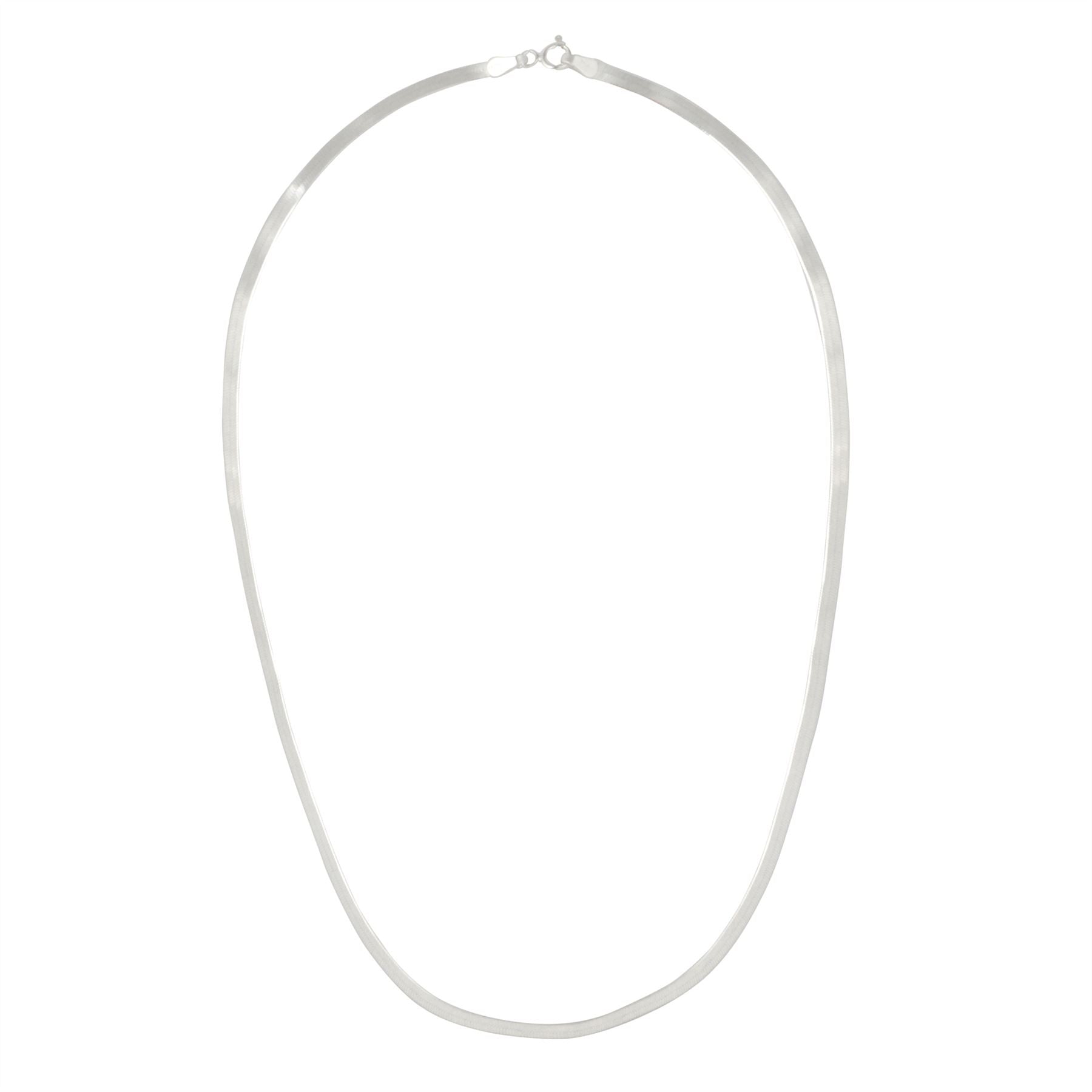 Sterling Flat Herringbone Chain Simple Classic Necklace