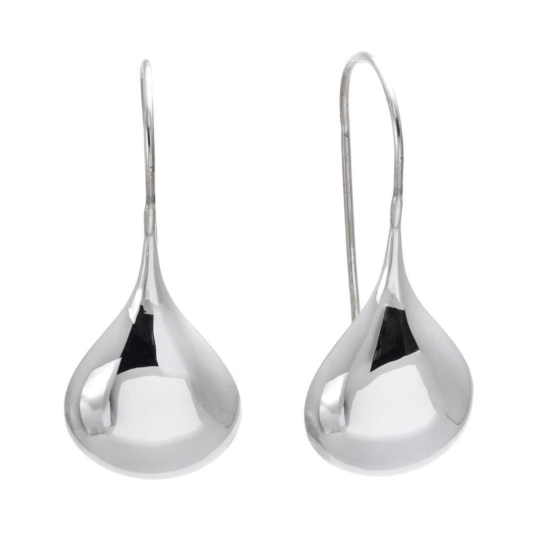 925 sterling silver teardrop pull-through earrings — smooth domed droplet design