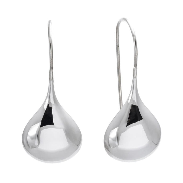 925 sterling silver teardrop pull-through earrings — smooth domed droplet design