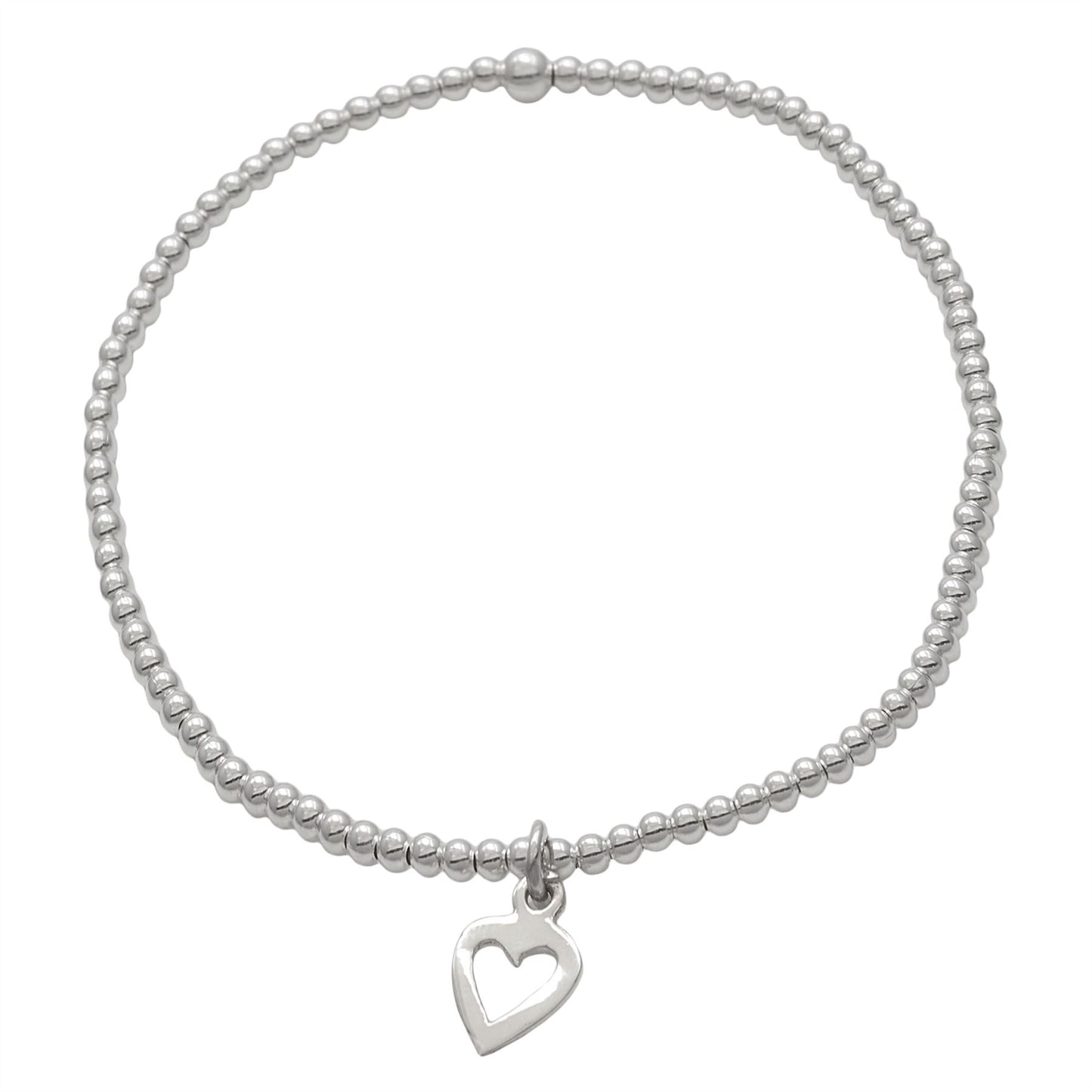 
                  
                    Sterling Silver Love Heart Charm Ball Bead Beaded Stretch Bracelet
                  
                