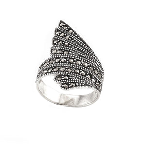 
                  
                    Sterling Silver Marcasite Feather Ring - Silverly
                  
                