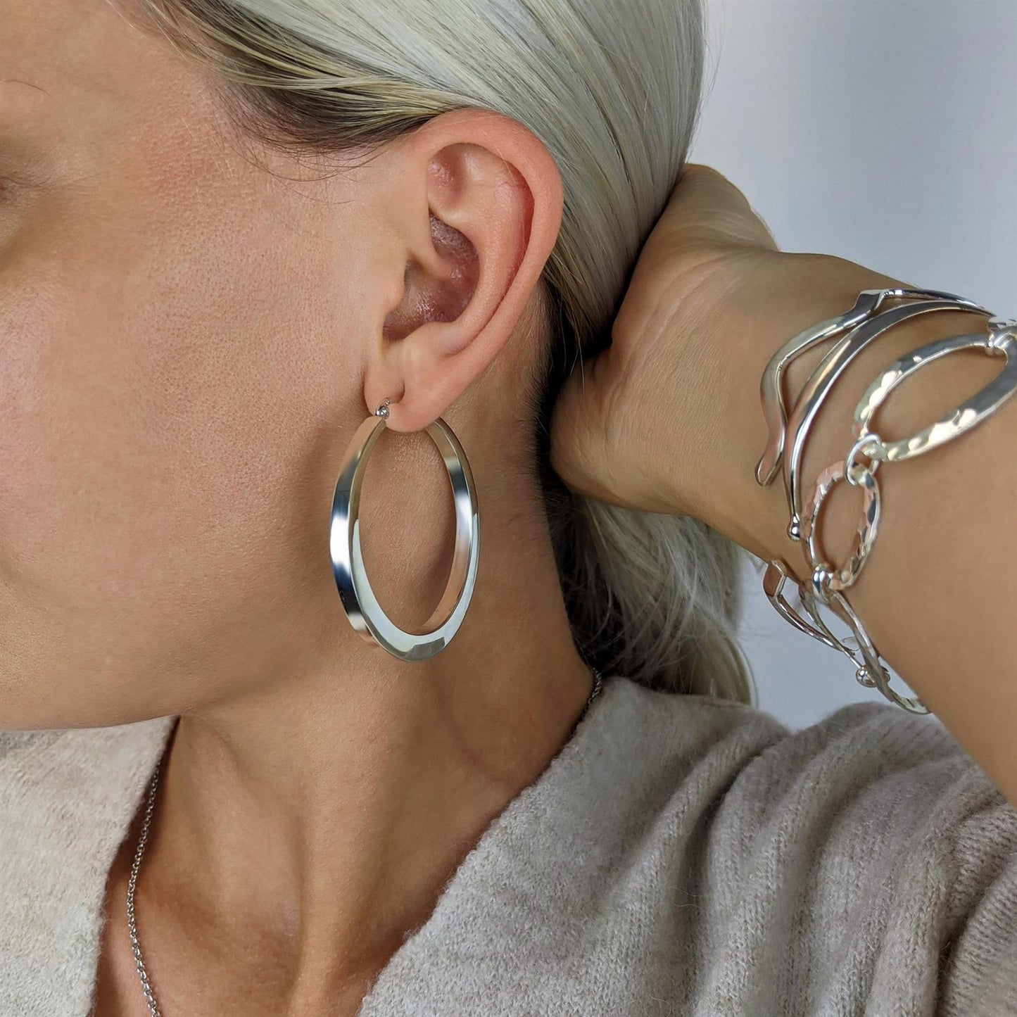 Sterling Silver 100Mm Large Hoop Earrings | Large silver hoop earrings, Big  hoop earrings, Hoop earrings