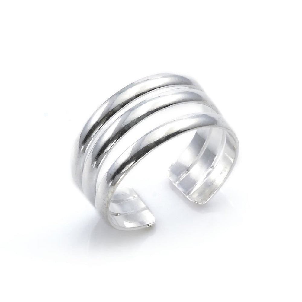 Sterling Silver Triple Multi Band Adjustable Midi Pinky Toe Ring
