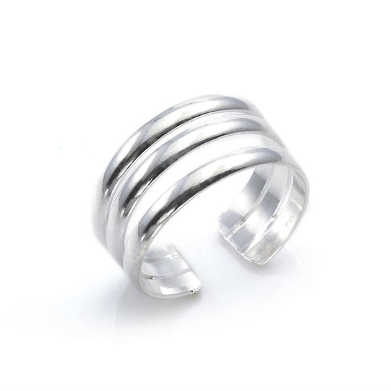 Sterling Silver Triple Multi Band Adjustable Midi Pinky Toe Ring