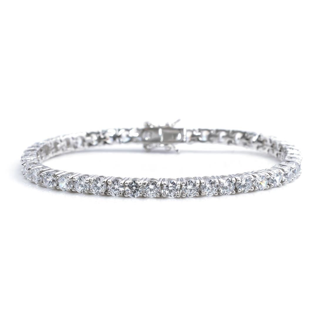 Sterling 4mm Cubic Zirconia Classic Tennis Bracelet Box Clasp