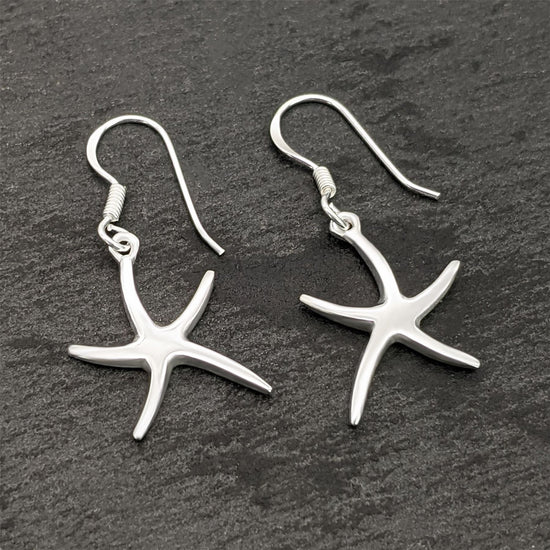 
                    
                      Close-up of sterling silver starfish charm earrings
                    
                  