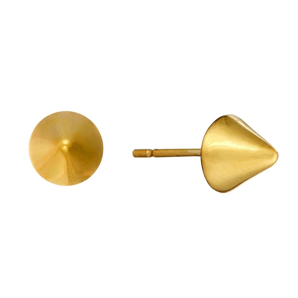 Gold Plated Sterling Silver Round Spike Cone Shape Stud Earrings