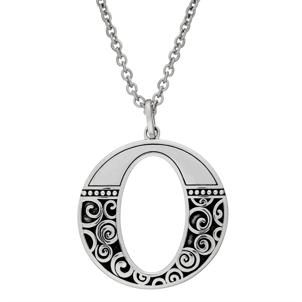 Sterling Silver Large Round Open Oval Spiral Filigree Pendant Necklace