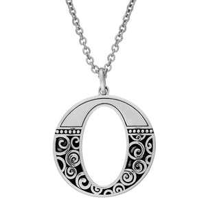 
                  
                    Sterling Silver Large Round Open Oval Spiral Filigree Pendant Necklace
                  
                