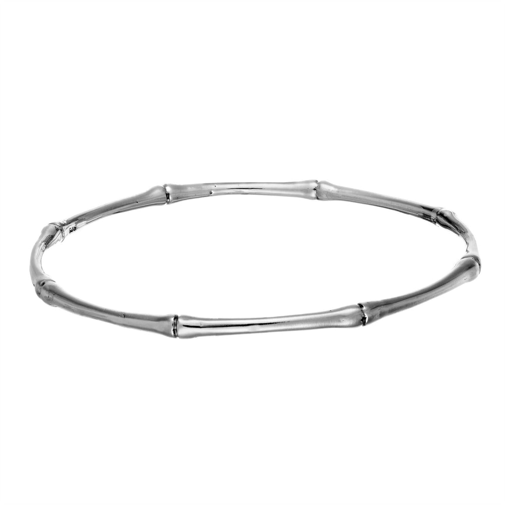 Sterling Silver Minimalist Bamboo Tube Round Stackable Bangle