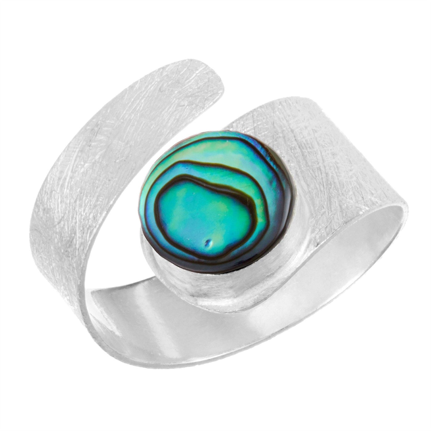 
                  
                    Sterling Silver Satin Finish Wide Abalone Shell Adjustable Wrap Ring
                  
                