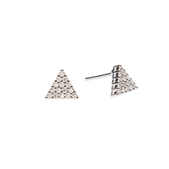 Sterling Silver Cubic Zirconia Triangle Stud Earrings Geometric Studs